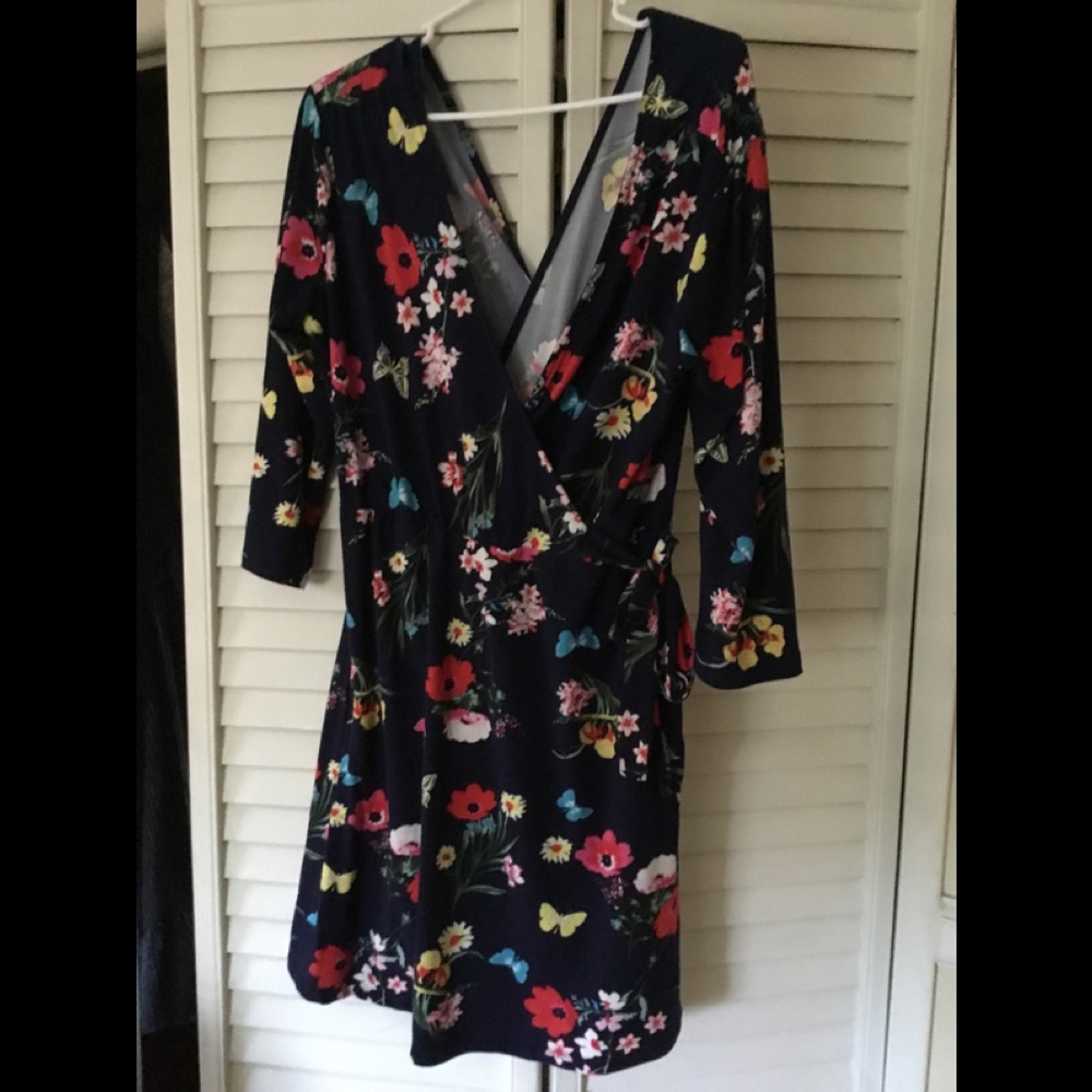 Cute Blue Floral Wrap Dress Maternity XXXL 21